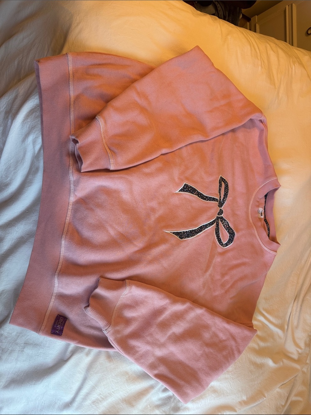 Cotton On Dusty Pink Crewneck Sweatshirt with Floral Trim